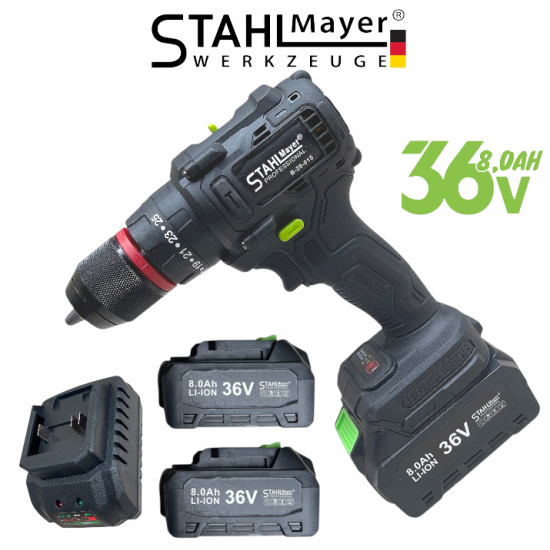 Винтоверт и Гайковерт Комбиниран 2в1 Акумулаторен Комплект 36V 8,0AH STAHLMAYER 2 Батерии в Куфар Винтоверт и Гайковерт Комбиниран 2в1 Акумулаторен Комплект 36V 8,0AH STAHLMAYER 2 Батерии в Куфар
