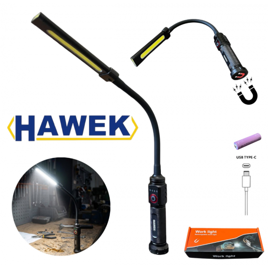 Гъвкава LED работна лампа с магнит HAWEK – за труднодостъпни места