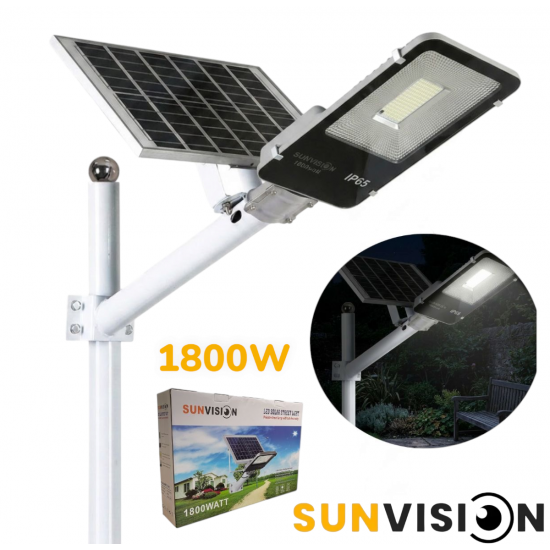 Улична соларна лампа с панел и стойка 1800W SUNVISION