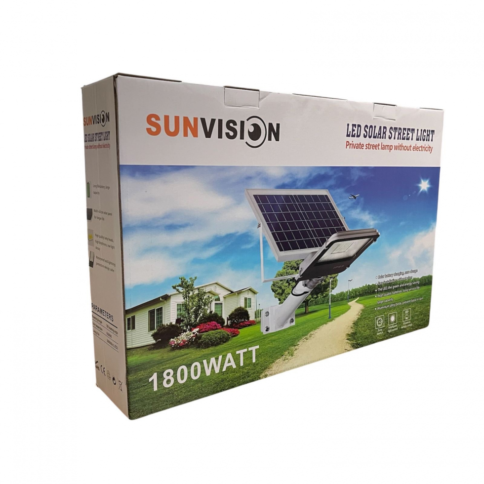 Улична соларна лампа с панел и стойка 1800W SUNVISION Улична соларна лампа с панел и стойка 1800W SUNVISION