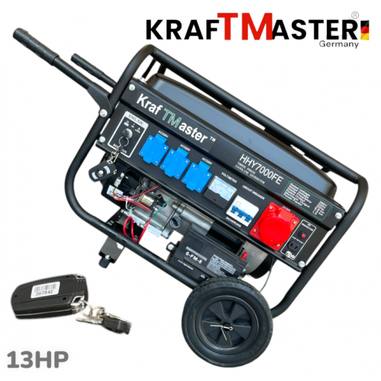 Четиритактов Генератор с Колела и Дистанционно 7.5kW KRAFT MASTER 13к.с 220V 380V 12V