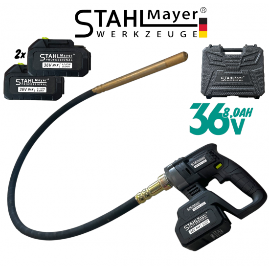 Акумулаторен Вибратор за Бетон STAHLMAYER 36V 8.0AH 2 батерии и Зарядно в Куфар