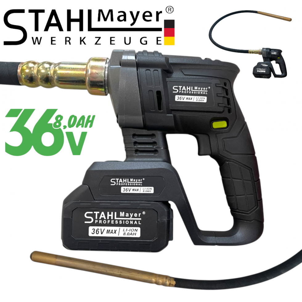 Акумулаторен Вибратор за Бетон STAHLMAYER 36V 8.0AH 2 батерии и Зарядно в Куфар