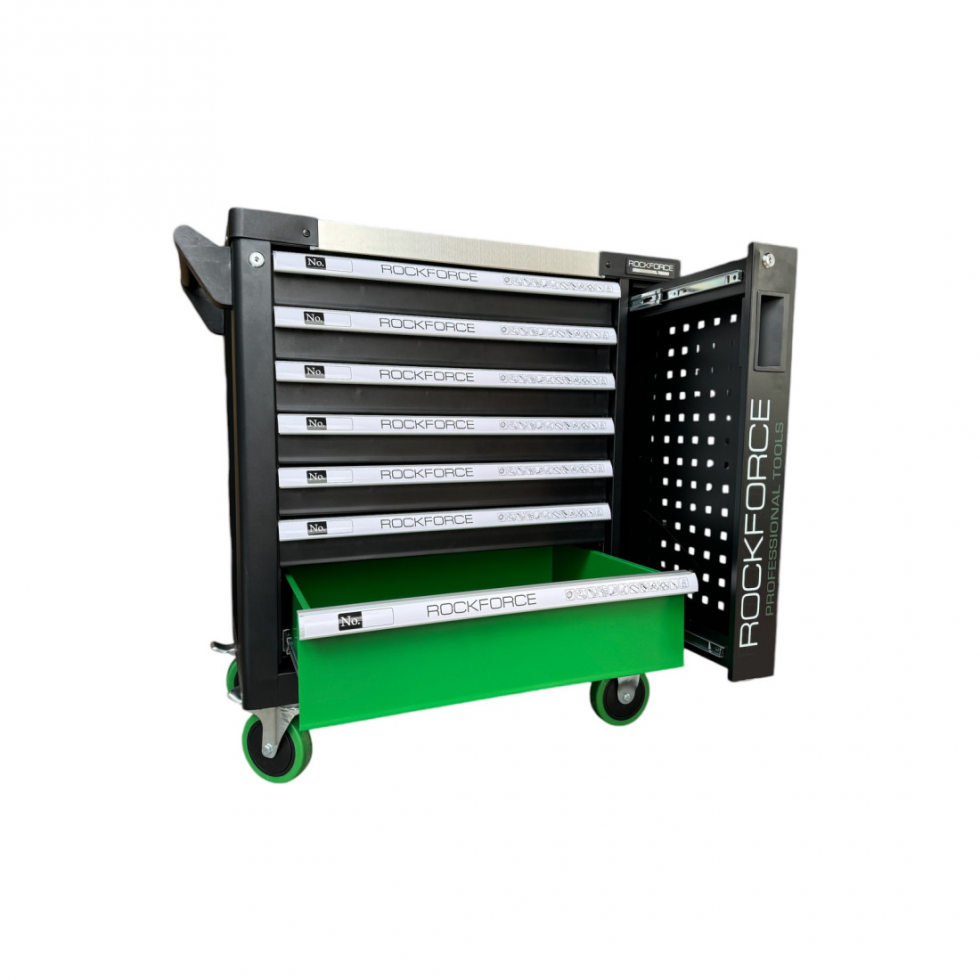 Подемник Монофазен и Шкаф с Инструменти 172 части 7 Чекмеджета ROCKFORCE 3 тона H30M Професионален Подемник