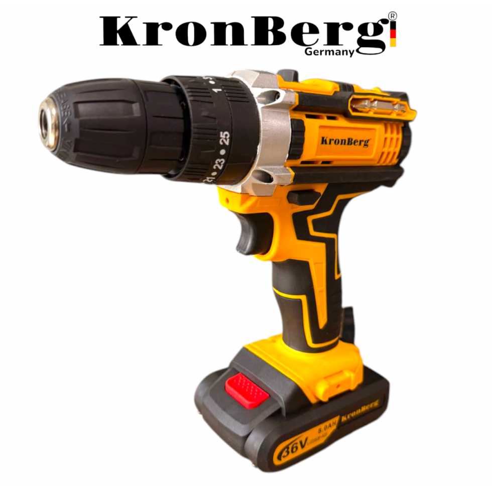 Акумулаторен Безчетков Ударен Винтоверт (Бормашина) KRONBERG 36V 8AH 2 Батерии и Зарядно в Куфар Акумулаторен Безчетков Ударен Винтоверт (Бормашина) KRONBERG 36V 8AH 2 Батерии и Зарядно в Куфар