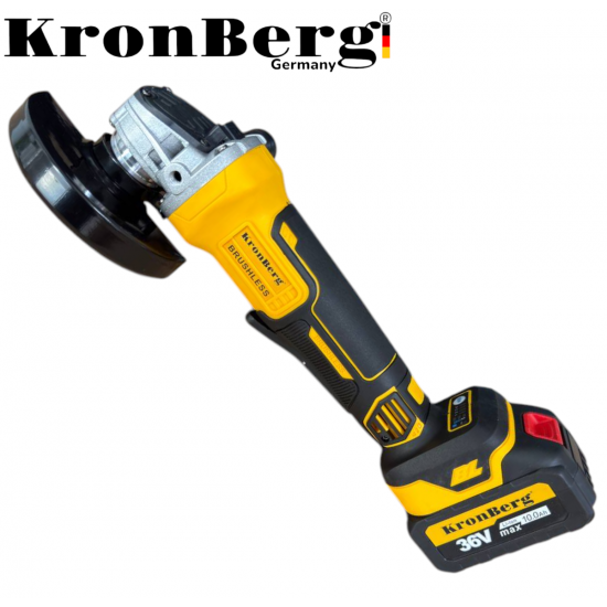 Безчетков Акумулаторен Ъглошлайф Безжичен KRONBERG 125мм 36V 10Ah 2 Батерии и Зарядно Устройство в Куфар 