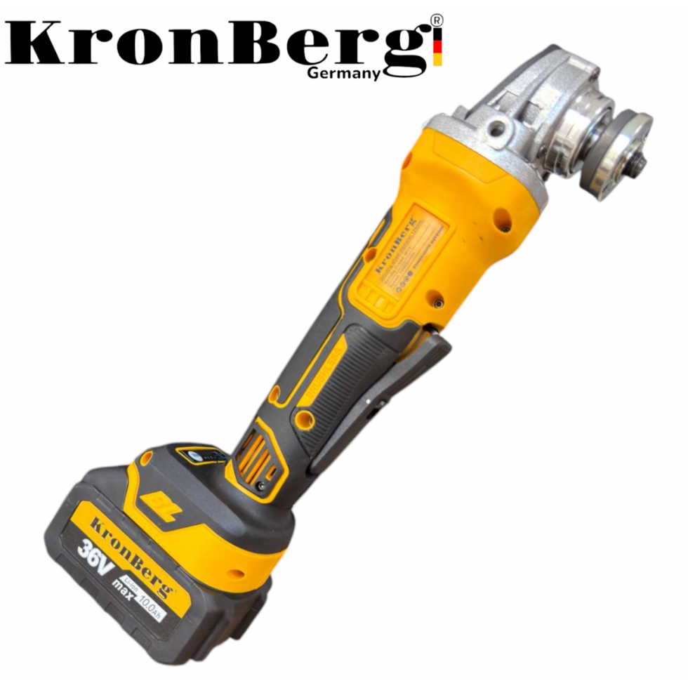 Безчетков Акумулаторен Ъглошлайф Безжичен KRONBERG 125мм 36V 10Ah 2 Батерии и Зарядно Устройство в Куфар Безчетков Акумулаторен Ъглошлайф Безжичен KRONBERG 125мм 36V 10Ah 2 Батерии и Зарядно Устройство в Куфар