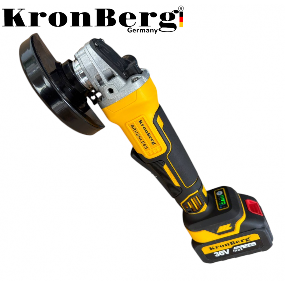Безчетков Акумулаторен Ъглошлайф Безжичен KRONBERG 125мм 36V 10Ah 2 Батерии и Зарядно Устройство в Куфар Безчетков Акумулаторен Ъглошлайф Безжичен KRONBERG 125мм 36V 10Ah 2 Батерии и Зарядно Устройство в Куфар
