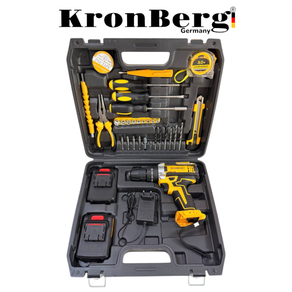 Акумулаторен Безчетков Ударен Винтоверт (Бормашина) KRONBERG 36V 8AH 2 Батерии и Зарядно в Куфар Акумулаторен Безчетков Ударен Винтоверт (Бормашина) KRONBERG 36V 8AH 2 Батерии и Зарядно в Куфар
