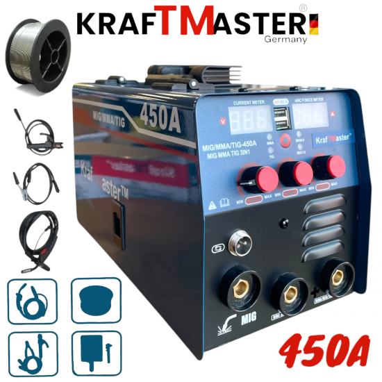 Телоподаващо Инверторен Електрожен Професионален 2в1 450А KRAFT MASTER