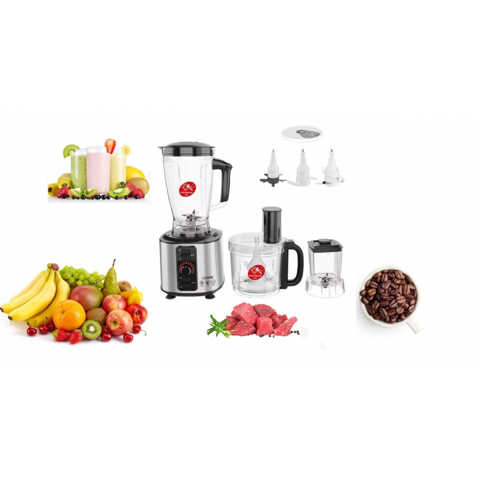 Мултифункционален Кухненски Робот Блендер Мелачка за Кафе и Кайма Фреш Машина 7в1 SOKANY SK-11 1200W