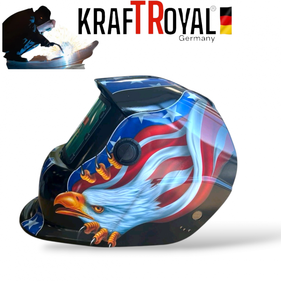 Маска Автоматична Соларна Заваръчна Маска Шлем за Заваряване KRAFTROYAL Шлем Орел