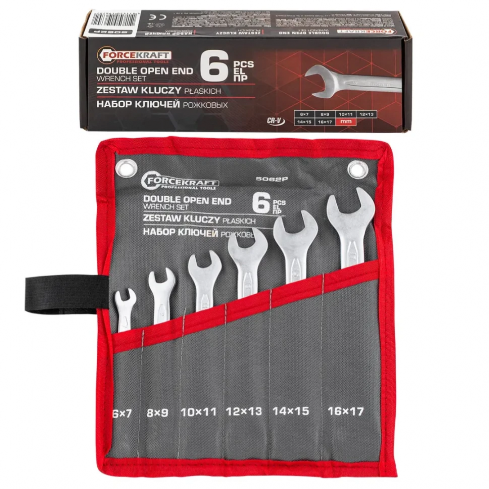 Комплект Гаечни Ключове FORCEKRAFT 6 части 6–17мм FK-5062P