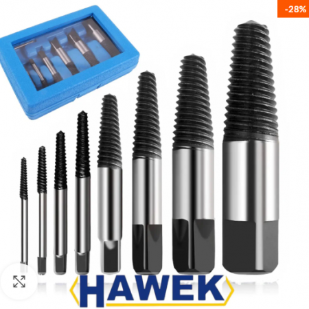 екстрактори 8ч. за болтове и скъсани ВиК части HAWEK HW-1023