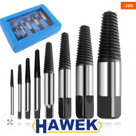 екстрактори 8ч. за болтове и скъсани ВиК части HAWEK HW-1023
