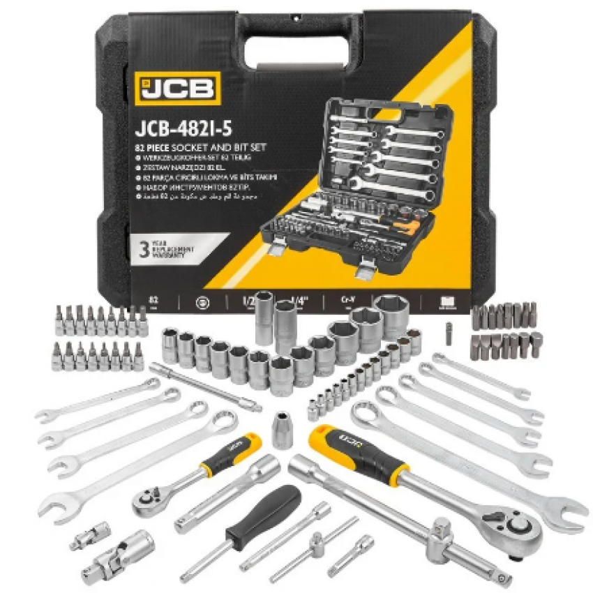 Гедоре Професионално 82 части JCB 1/2 и 1/4 J-4821-5 Хром Ванадиева Стомана Гедоре Професионално 82 части JCB 1/2 и 1/4 J-4821-5 Хром Ванадиева Стомана