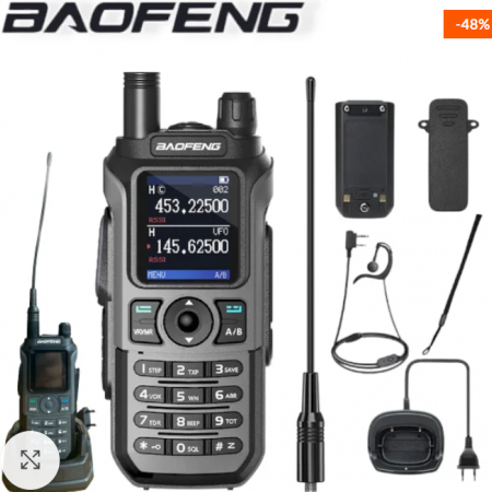 Преносима радиостанция Baofeng UV-21 PRO V2, тричестотна лента, безжично съпоставяне на честотите, USB тип C зареждане, FM радио