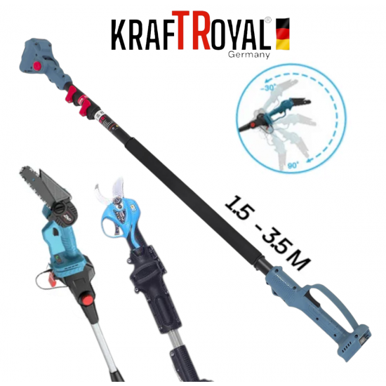 Телескопичен Прът за Акумулаторен Трион за Клони и Ножица KRAFTROYAL 