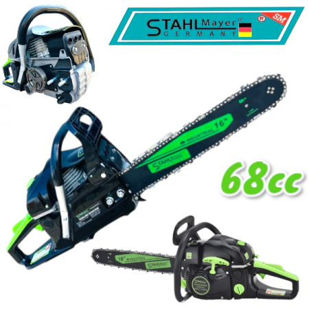 Бензинов Верижен Трион STAHLMAYER 68cc кубика Резачка за Дърва 40см шина 7.5кс