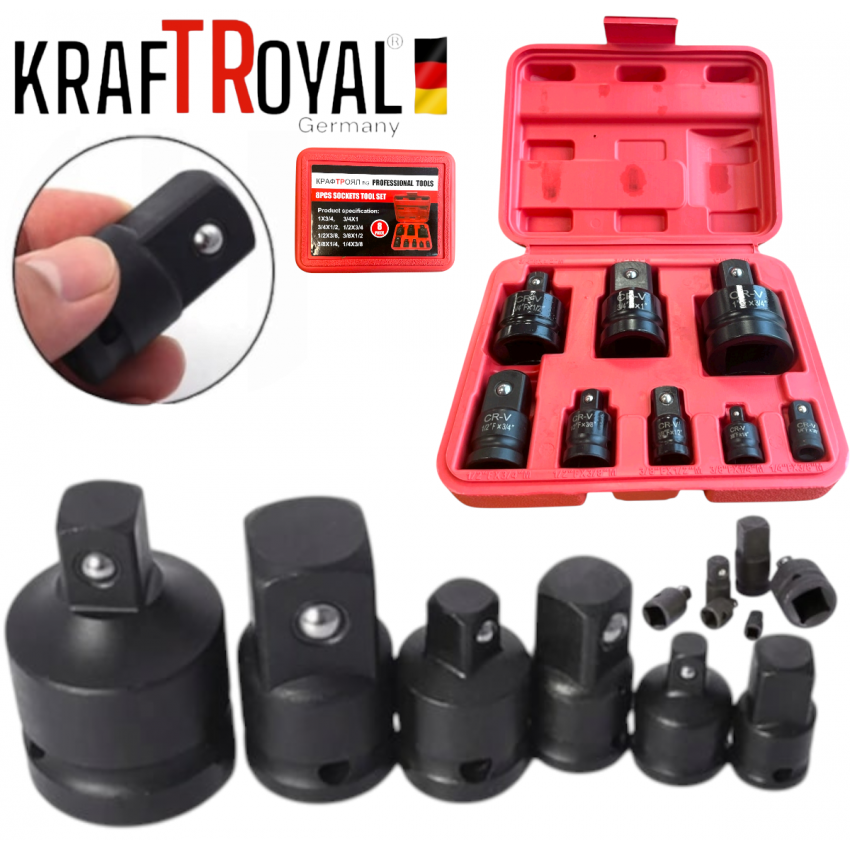 ПРЕХОДНИЦИ ЗА ГЕДОРЕ УДАРНИ АДАПТЕРИ 8 ЧАСТИ KRAFTROYAL