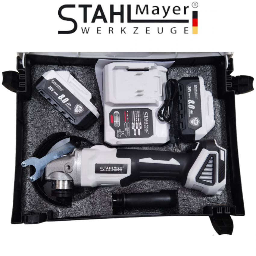 АКУМУЛАТОРЕН УДАРЕН ЪГЛОШЛАЙФ 36V 8,0AH STAHLMAYER 125ММ БЕЗЧЕТКОВ ШЛАЙФ БЕЗЖИЧЕН АКУМУЛАТОРЕН УДАРЕН ЪГЛОШЛАЙФ 36V 8,0AH STAHLMAYER 125ММ БЕЗЧЕТКОВ ШЛАЙФ БЕЗЖИЧЕН