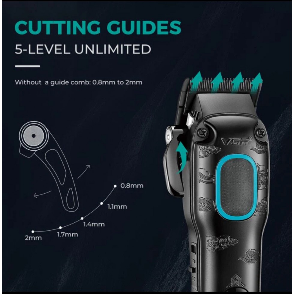 Професионална Машинка за Подстригване VGR V-016 за Коса и Брада Метален Корпус BLDC Мотор Машинка