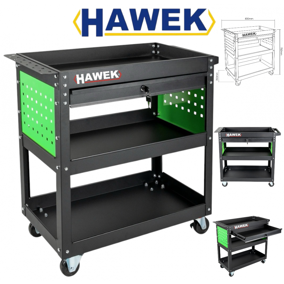 Инструментална Количка HAWEK с 3 Рафта и 1 Чекмедже Количка за Инструменти HW-1191