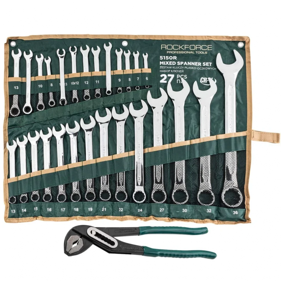 Звездогаечни Ключове Комбинирани 6-36мм ROCKFORCE 27 части + Клещи Гарги Звездогаечни Ключове Комбинирани 6-36мм ROCKFORCE 27 части + Клещи Гарги