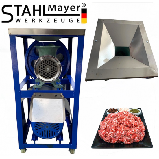 Професионална Чугунена Месомелачка Румънска №32 с Електромотор 1.5кв с двоен ремък плот от неръждавейка