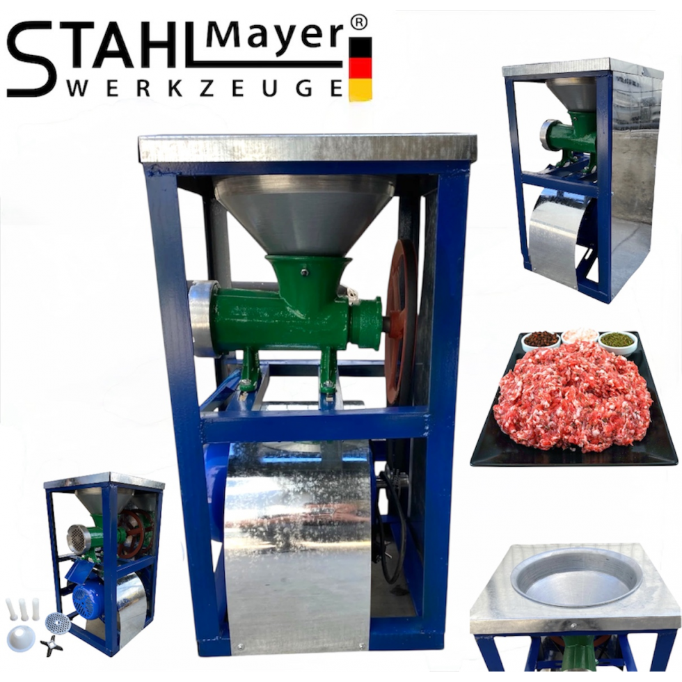 Електромотор с Месомелачка Чугунена Румънска №32 1.5кв 1500об. и метална фуния + плот