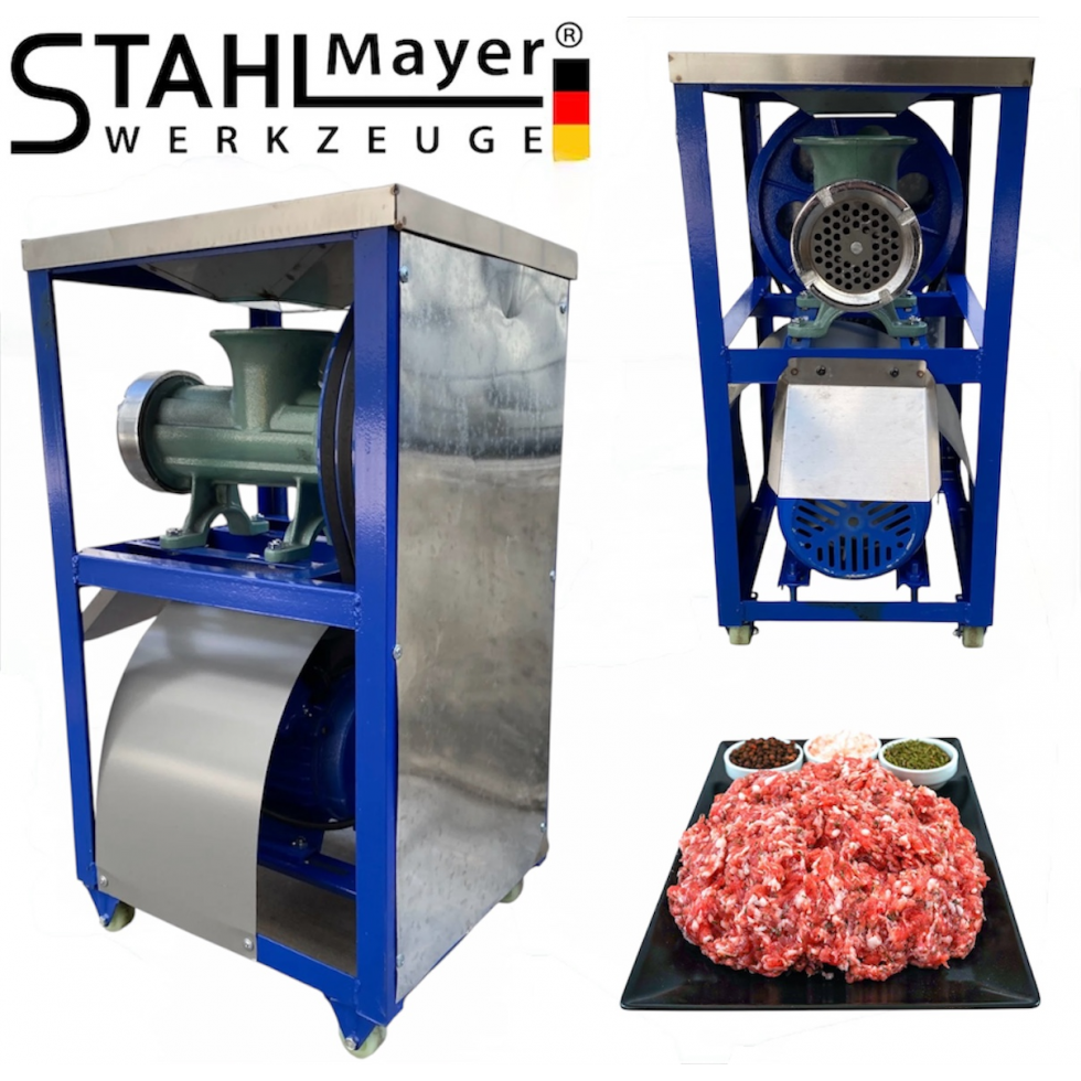 Професионална Чугунена Месомелачка Румънска №32 с Електромотор 1.5кв с двоен ремък плот от неръждавейка