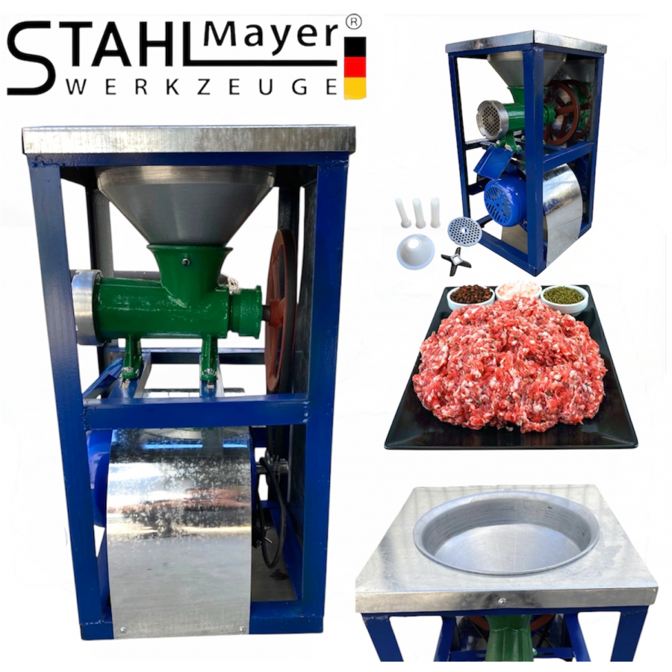 Електромотор с Месомелачка Чугунена Румънска №32 1.5кв 1500об. и метална фуния + плот