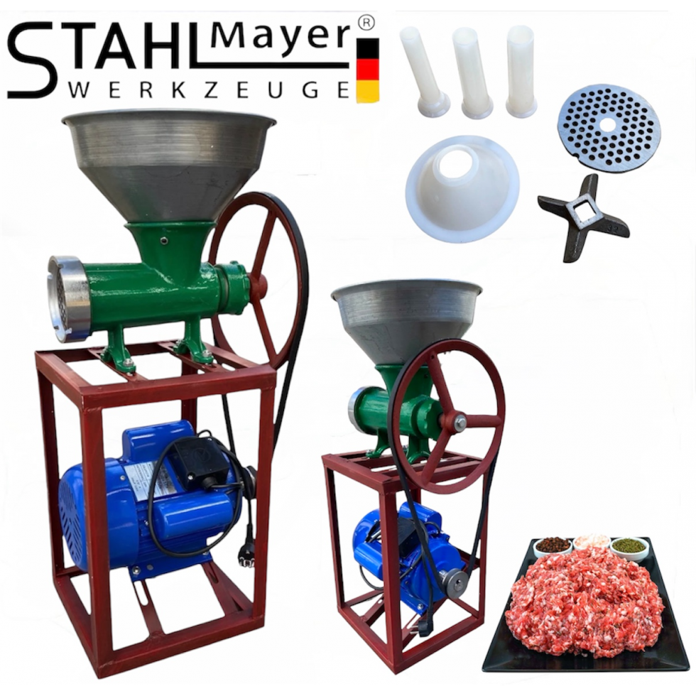 Месомелачка Чугун Румънска №32 с Електромотор 1.5kW 1500об. и Метална фуния