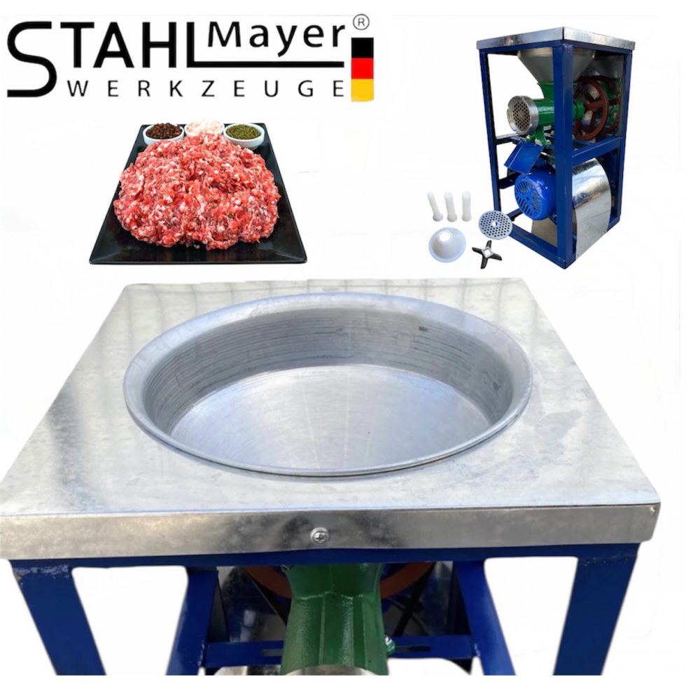 Електромотор с Месомелачка Чугунена Румънска №32 1.5кв 1500об. и метална фуния + плот