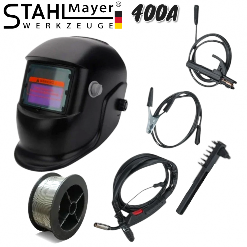 Телоподаващо Инверторен Електрожен 400А 2в1 Заваръчна Техника STAHLMAYER + Соларен Шлем Маска