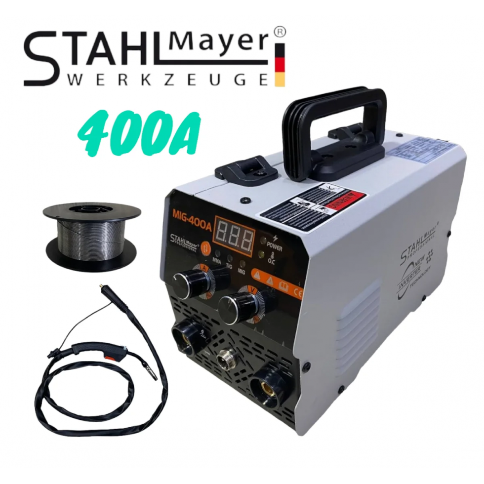 Телоподаващо Инверторен Електрожен 400А 2в1 Заваръчна Техника STAHLMAYER + Соларен Шлем Маска
