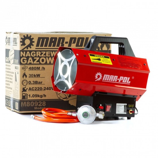 Индустриален Газов Калорифер Печка с Регулатор MAR-POL 30kW 550m³/h LPG