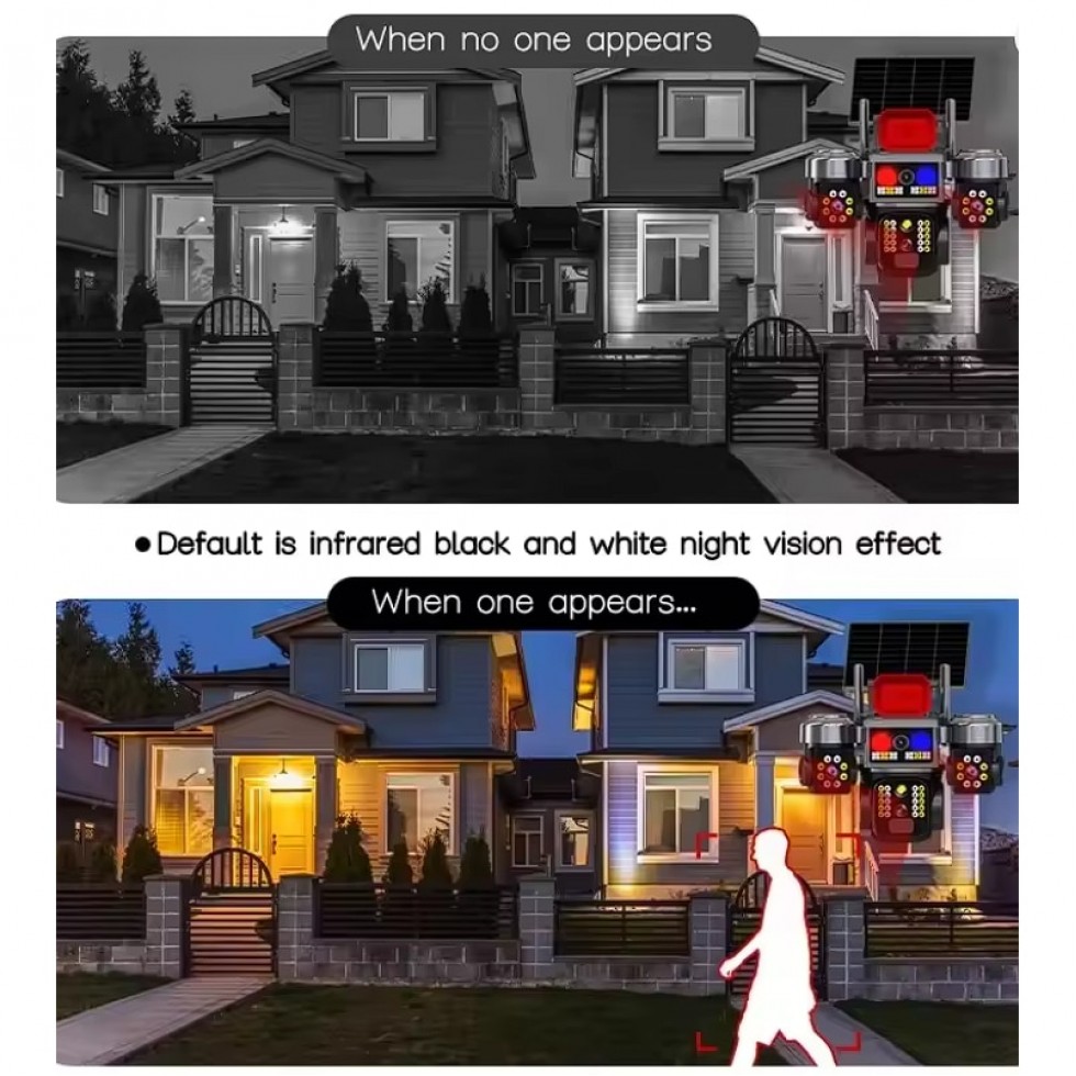 Соларна Камера Охранителна SUNVISION 16 MP 3 Обектива Аларма Wi-Fi Модел 28-80 Видеонаблюдение