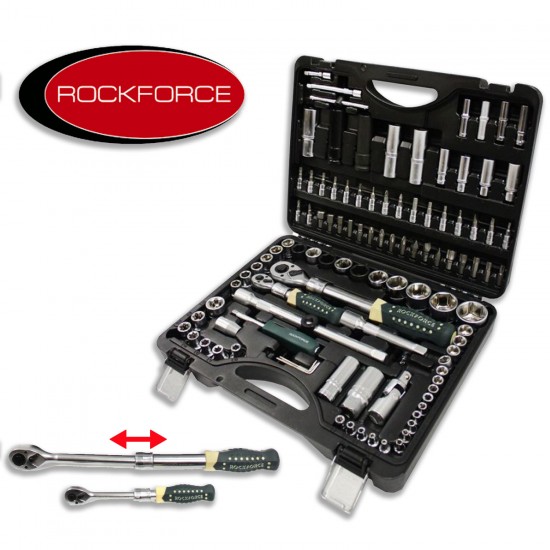 Куфар Гедоре с разтегателни тресчотки ROCK FORCE 108 части, CR-V, Cr-Mo, 1/2