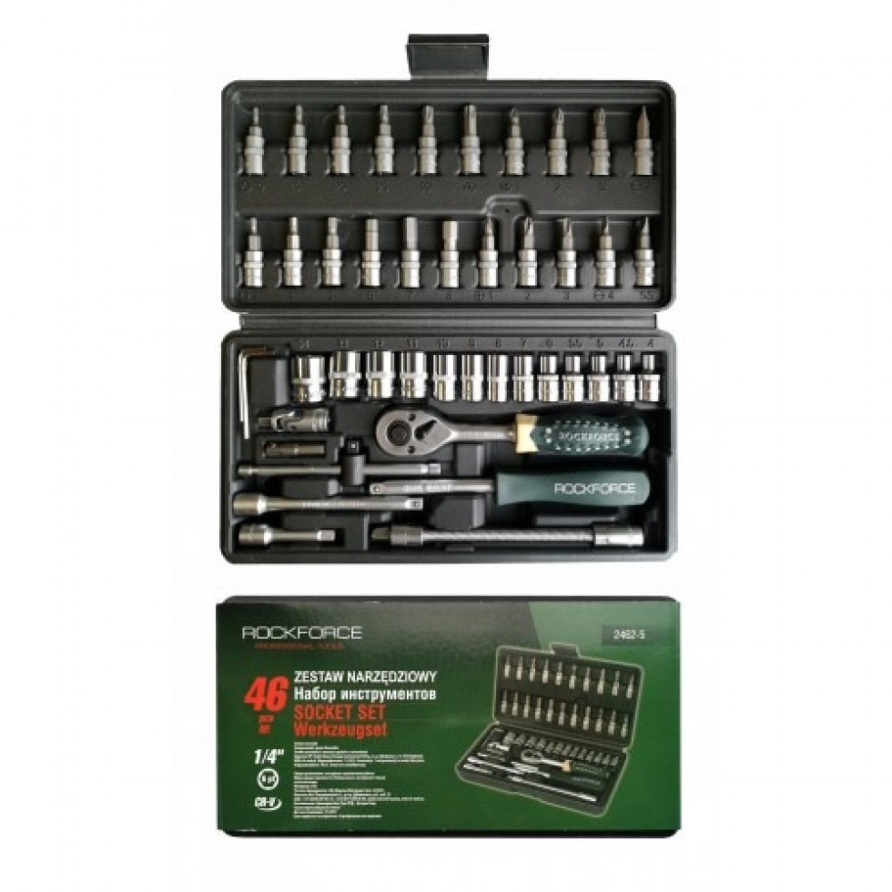 Гедоре 1/4 шестостенен к-т 46части RockForce Гедоре 1/4 шестостенен к-т 46части RockForce