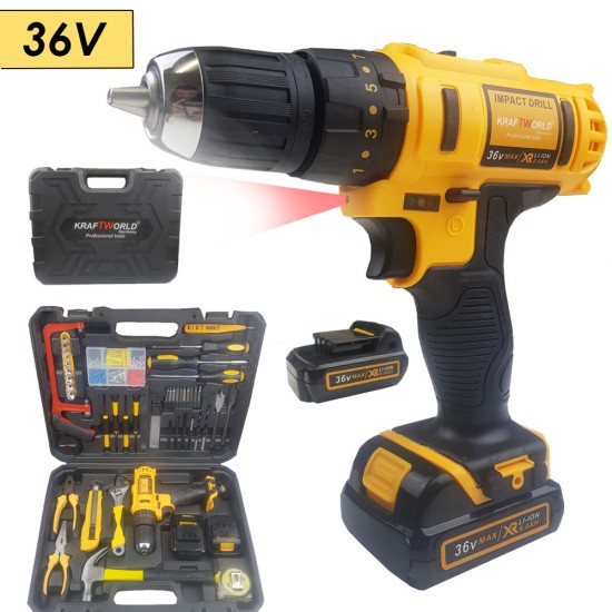 Безжичен Ударен Винтоверт Акумулаторен 36V 8,0AH + 111 части инструменти