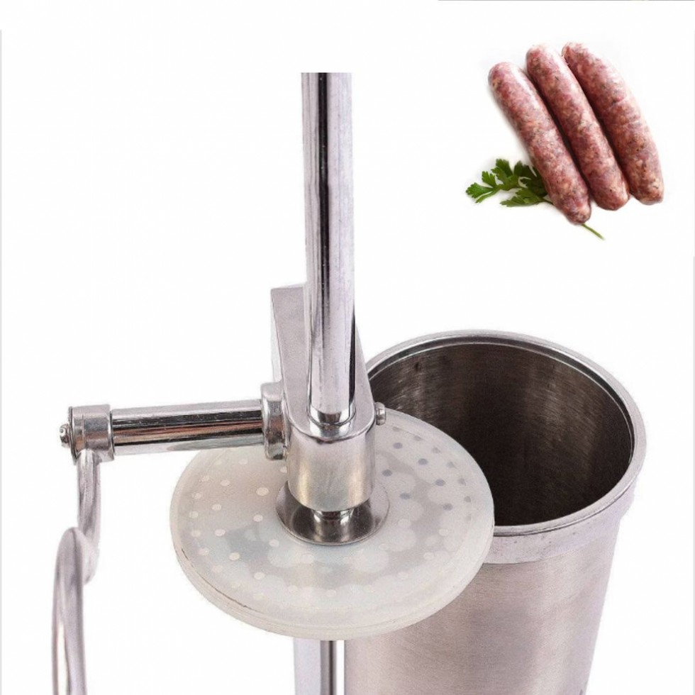 Вертикална Пълначка за Наденички Кайма Месо Колбаси Суджук и др. 4 литра кг 3 броя фуния Вертикална Пълначка за Наденички Кайма Месо Колбаси Суджук и др. 4 литра кг 3 броя фуния