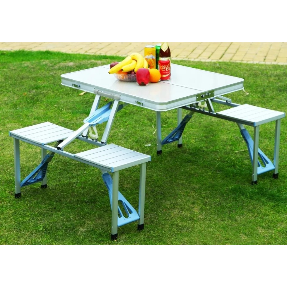 Сгъваема Маса с 4 стола в Куфар за Къмпинг риболов и пикник, алуминиева конструкция KRAFTROYAL