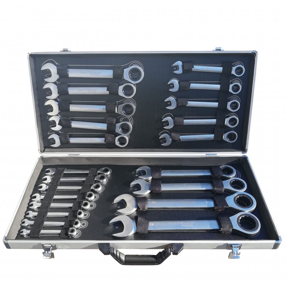 Звездогаечни Ключове Прави Тресчотни 6-32мм Тресчотка Комплект 22 части в метален куфар KRAFTROYAL Звездогаечни Ключове Прави Тресчотни 6-32мм Тресчотка Комплект 22 части в метален куфар KRAFTROYAL