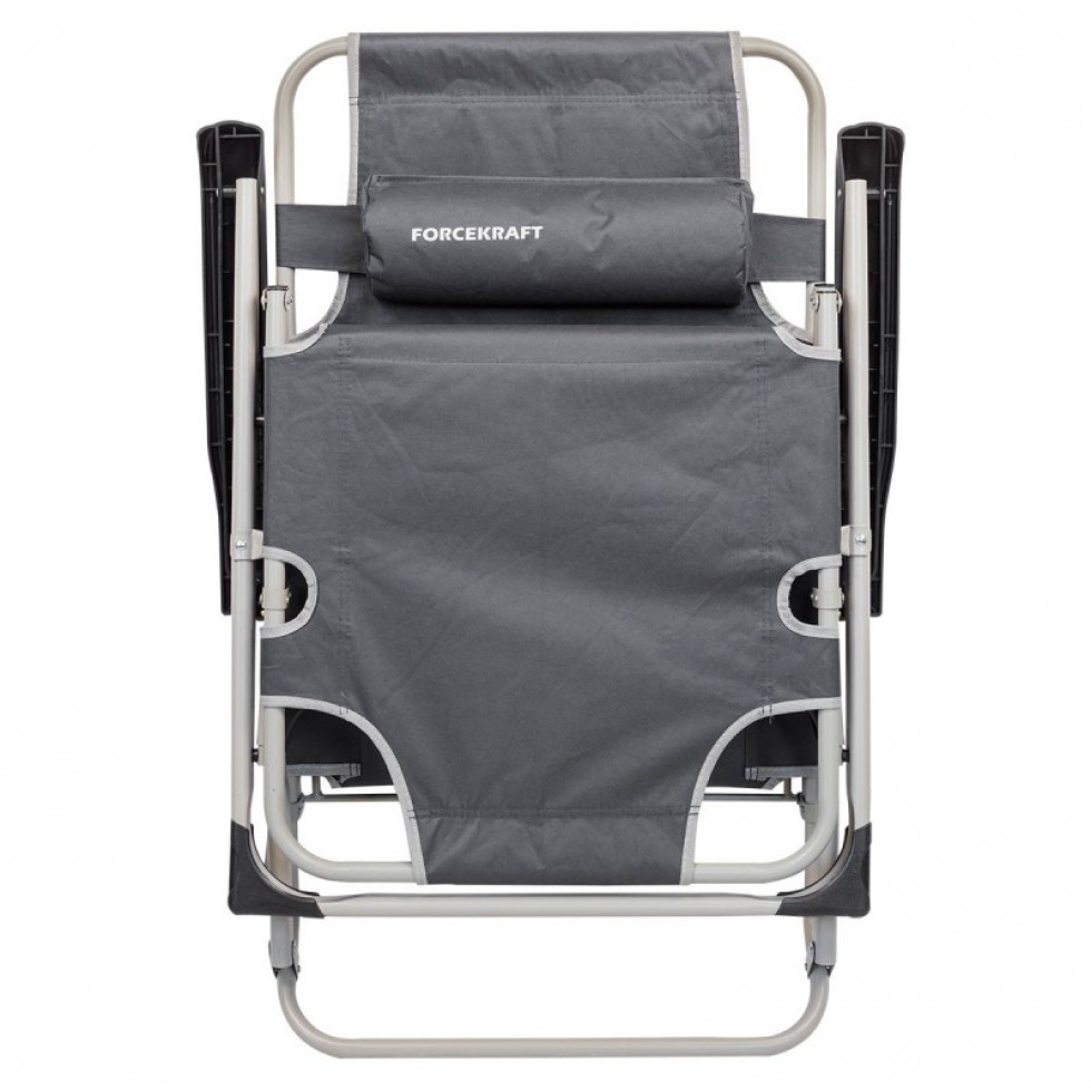 Метален Сгъваем Усилен Шезлонг с подлакътник и възглавница Черен или Сив Метален Сгъваем Усилен Шезлонг с подлакътник и възглавница Черен или Сив