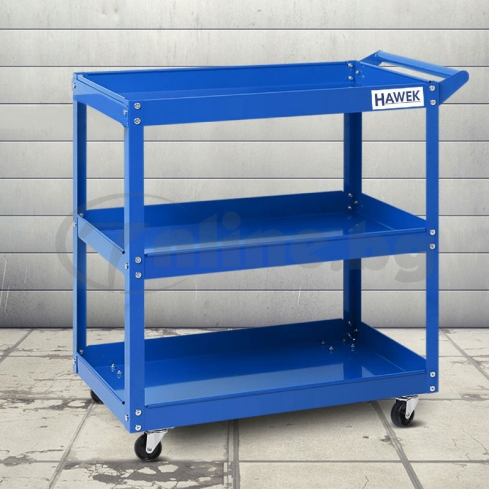 Количка за Инструменти HAWEK с 3 Етажа етажерки рафта ръчна Количка за Инструменти HAWEK с 3 Етажа етажерки рафта ръчна