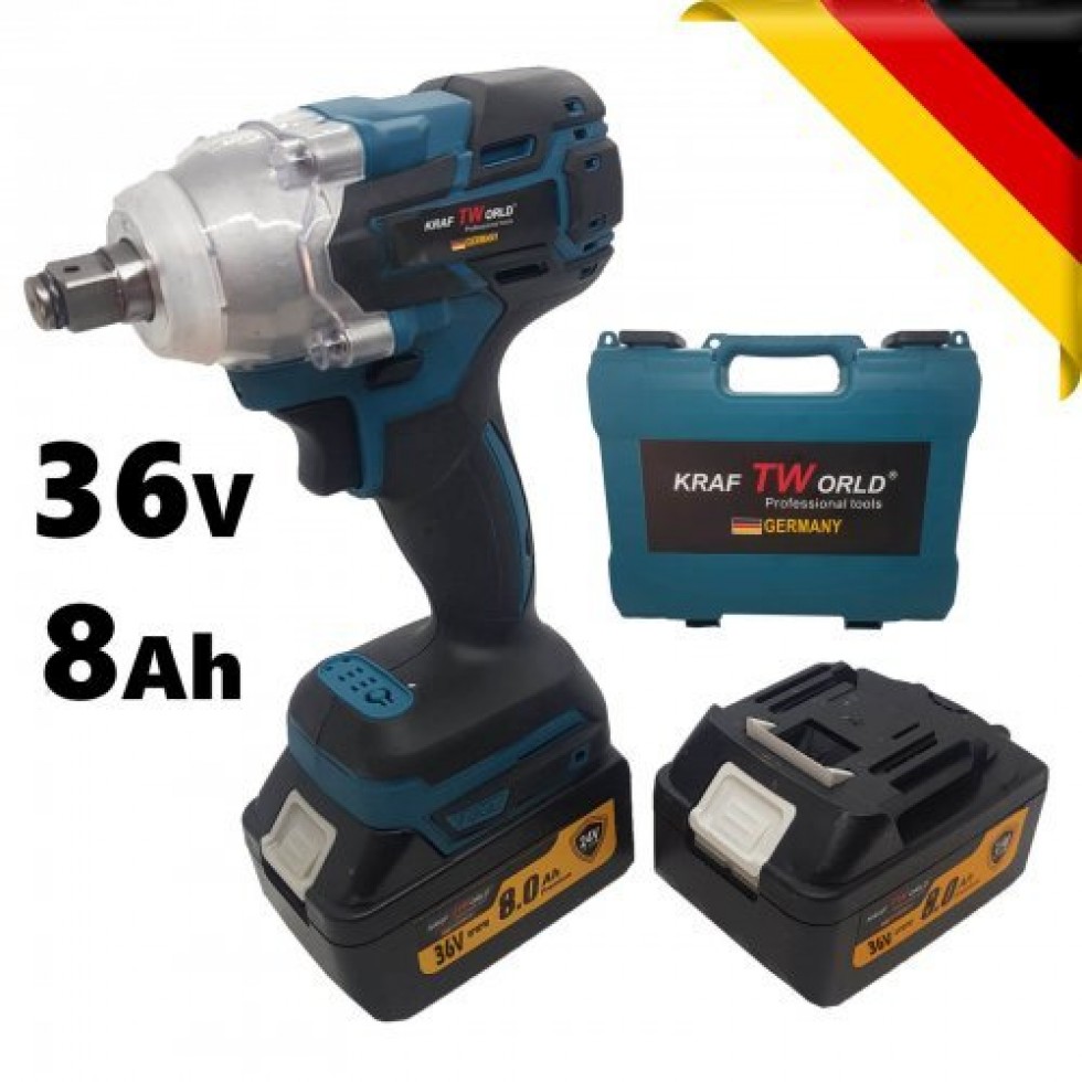 Безчетков Комбиниран Акумулаторен Ударен Гайковерт-Винтоверт KraftWorld 36V 8Ah 850 N/m Безчетков Комбиниран Акумулаторен Ударен Гайковерт-Винтоверт KraftWorld 36V 8Ah 850 N/m