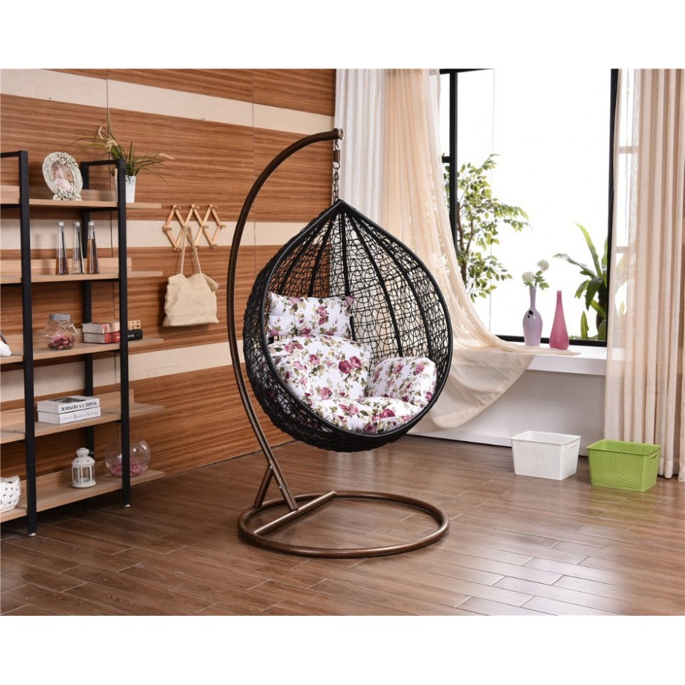 Висящ Градински Ратанов Стол - Люлка Comfort до 200кг бял и кафяв Висящ Градински Ратанов Стол - Люлка Comfort до 200кг бял и кафяв