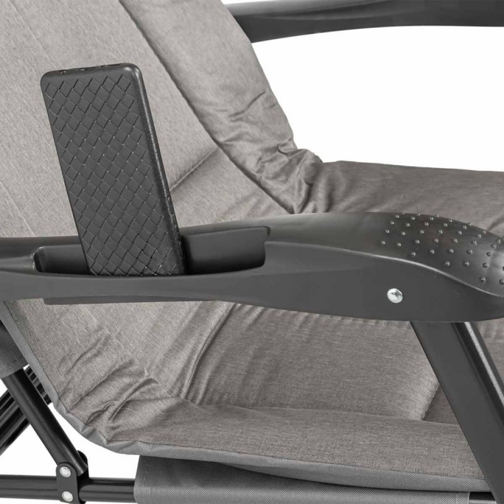 Шезлонг Тип Походно Легло Черен и Сив до 200кг Шезлонг Тип Походно Легло Черен и Сив до 200кг