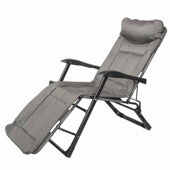 Усилен Шезлонг Походно Легло Сив и Черен до 200кг Усилен Шезлонг Походно Легло Сив и Черен до 200кг